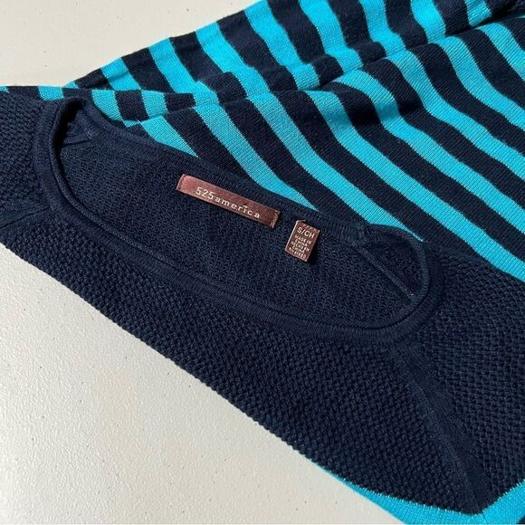 525 America Rayon Long Sleeve Stripes Mesh Knitted Top - Picture 3 of 8